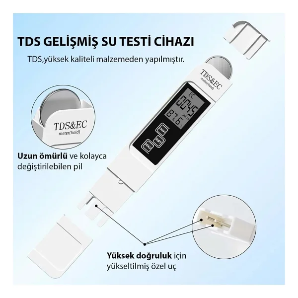 Etabel Ticaret Etabel 3 İn 1 Dijital Su Kalitesi Test Tds Çok Fonksiyonlu Su Saflık Sıcaklık Ölçer - Görsel 3