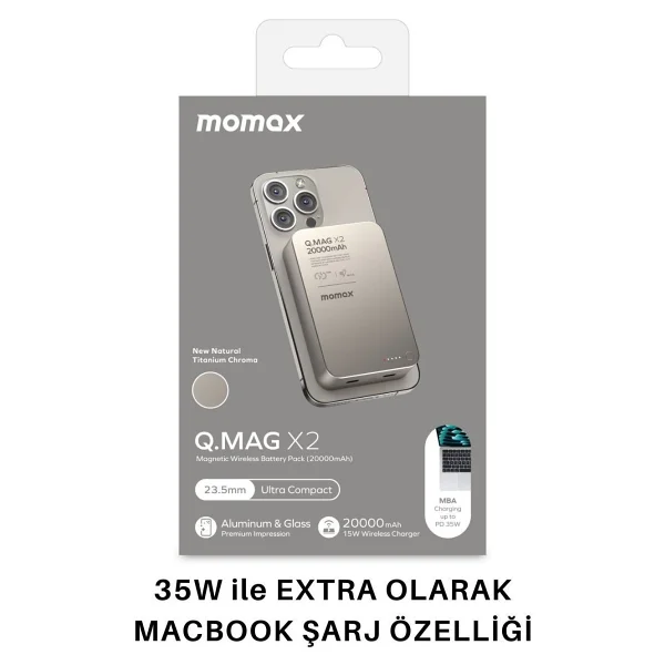 Momax Q.Mag X2 20000 mAh Hızlı Şarj MagSafe Powerbank - Görsel 6