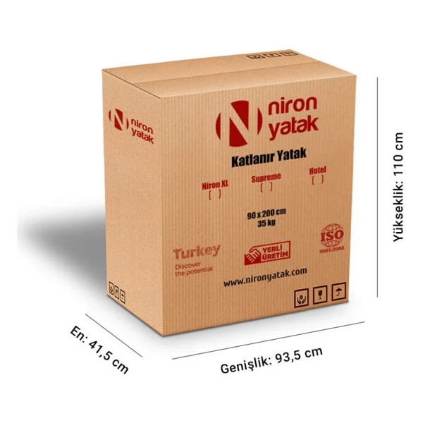 Niron Yatak Niron Premium Katlanır Yatak 90x200 Cm Paket Yaylı Lüks Yatak Ve Kaydırmaz Kumaş Kaplı Karyola - 90 X 200 Cm - Gri - Görsel 9
