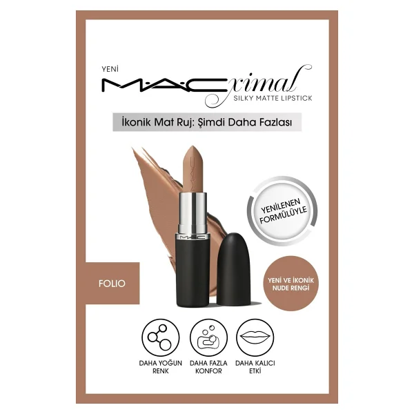 Mac Silky Matte Lipstick Nemlendirme Etkili Yoğun Renk Sağlayan Ruj -Folıo 3.5gm - Görsel 3