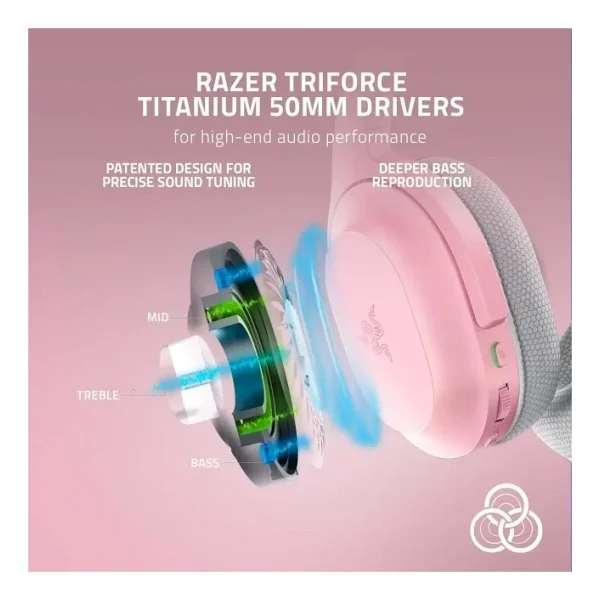 Razer Barracuda Rz04-03790300-R3m1 Pembe Kablolu/Kablosuz Kulak Üstü Oyuncu Kulaklığı - Görsel 4
