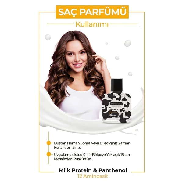 Morfose Saç Parfümü - 12 Amino Asit Ve Süt Proteini İle Canlı Ve Parlak Görünüm, 100 Ml - Tüm Saç Tipleri İçin Özel Formül - Görsel 4