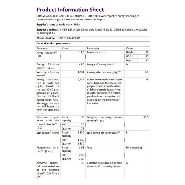 Haier Hw120-B14979 1400 Devir 12 Kg Çamaşır Makinesi - Görsel 5