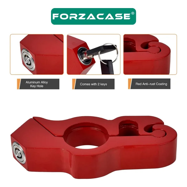 Forzacase Universal Metal Motosiklet Kilidi 2 Anahtarlı Gidon Ve Fren Kilit - Fc1002 - Siyah - Görsel 3