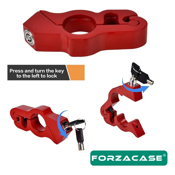 Forzacase Universal Metal Motosiklet Kilidi 2 Anahtarlı Gidon Ve Fren Kilit - Fc1002 - Siyah - Görsel 4