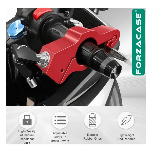 Forzacase Universal Metal Motosiklet Kilidi 2 Anahtarlı Gidon Ve Fren Kilit - Fc1002 - Siyah - Görsel 5