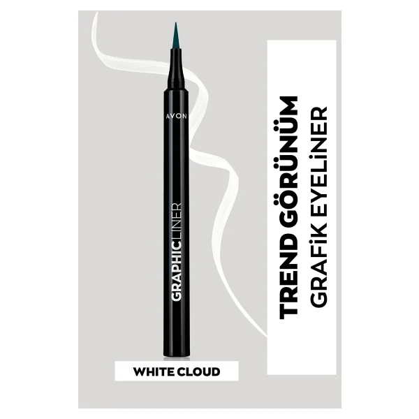 Avon Graphic Liner Keskin Uçlu Likit Eyeliner White Cloud - Görsel 3