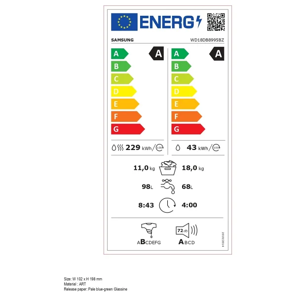 Samsung Wd18db8995bzah 1000 Devir 18 Kg / 11 Kg Kurutmalı Çamaşır Makinesi - Görsel 4