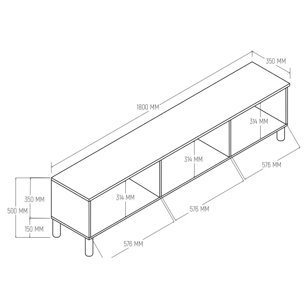 Mezza 1280 Monza 180 Cm (membran Mdf Kapaklı) Bohem Tv Ünitesi Sepet-beyaz Meşe - Görsel 2