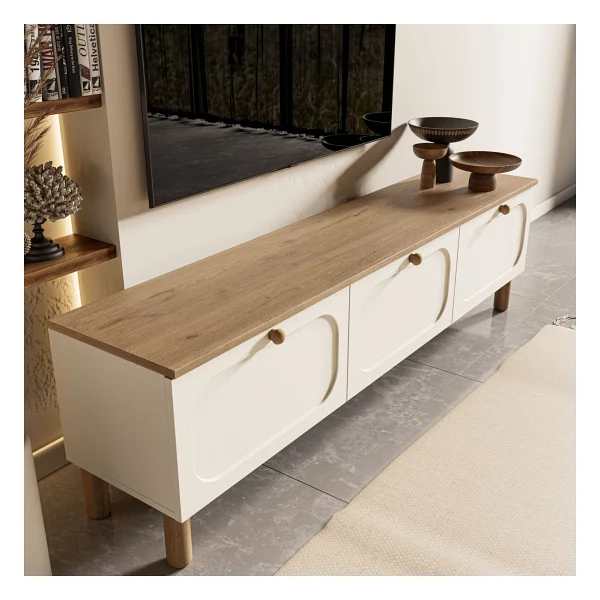Mezza 1280 Monza 180 Cm (membran Mdf Kapaklı) Bohem Tv Ünitesi Sepet-beyaz Meşe - Görsel 4