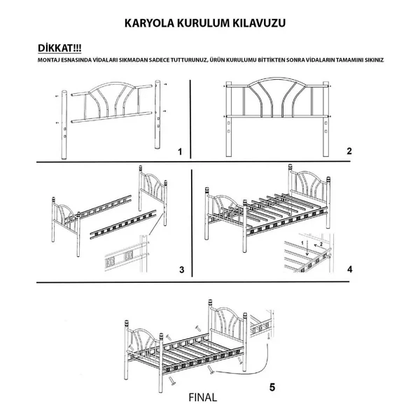 Argimo Kamelya 90x200 cm Sedir Metal Karyola - Görsel 5