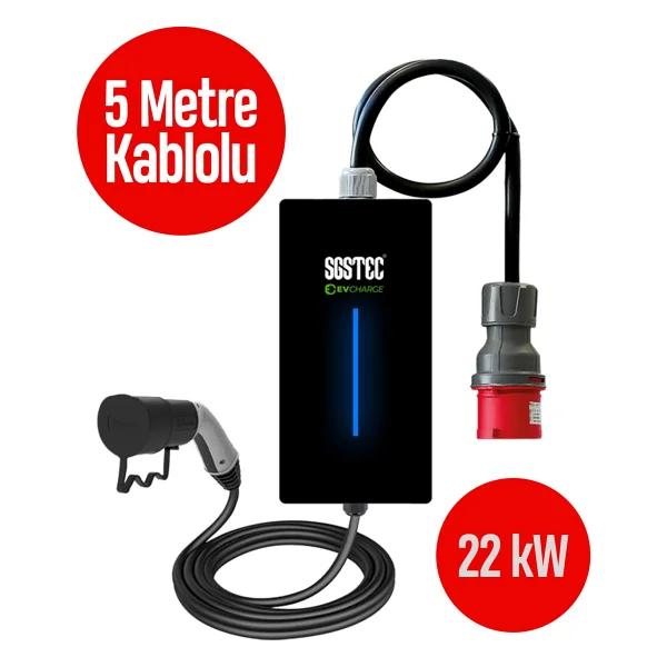 Sgstec Home 22 Kw 5 M Kablolu Taşınabilir Elektrikli Araç Şarj İstasyonu - Görsel 9