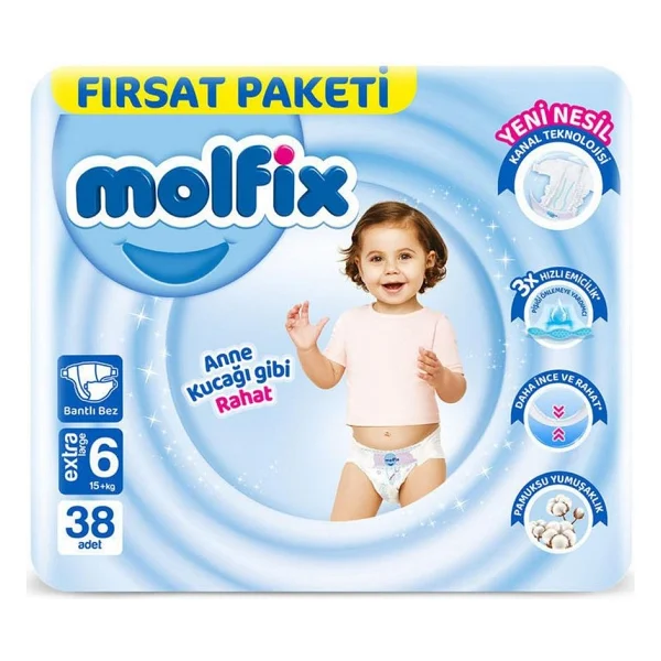 Molfix 6 Numara Extra Large 38'li Bebek Bezi - Görsel 2