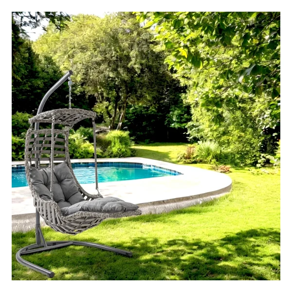 Capri Swing Alaçatı Plus 1 Kişilik Rattan Bahçe Salıncağı - Görsel 2