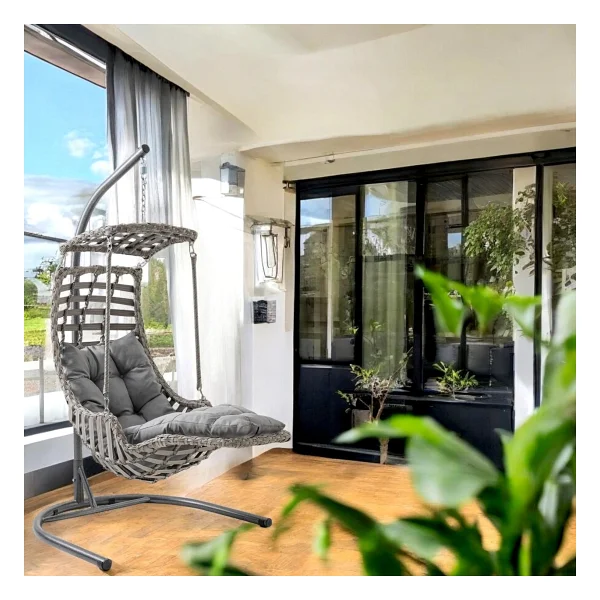Capri Swing Alaçatı Plus 1 Kişilik Rattan Bahçe Salıncağı - Görsel 4