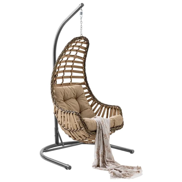 Capri Swing Datça Bahçe Salıncağı Tek Kişilik Rattan Salıncak - Görsel 5