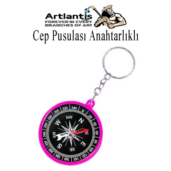 Artlantis Pusula Anahtarlık Renkli 1 Adet Küçük Pusula Okul Deney Gezi Cep Pusulası Manyetik Pusula Plastik Öğrenci - Kırmızı - Görsel 2
