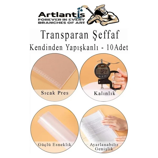 Artlantis Hazır Defter Kaplığı Şeffaf Buzlu Mavi A4 10 Adet 1 Paket Cırtlı Ayarlanabilir Kendinde Yapışkanlı Kaplık Okul Sınıf - Görsel 5