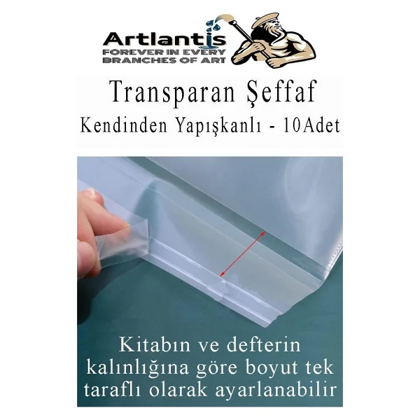 Artlantis Hazır Kitap Kaplığı Şeffaf Buzlu Beyaz 10 Adet 1 Paket Cırtlı Ayarlanabilir Kendinde Yapışkanlı Kaplık Okul Sınıf - Standart - Görsel 3