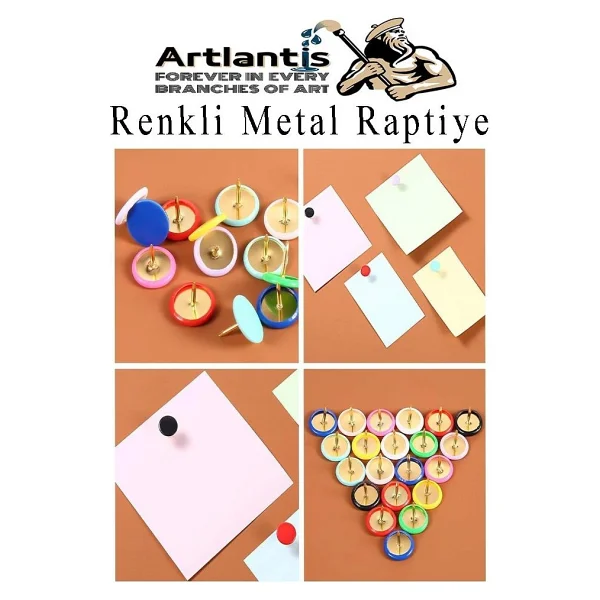 Artlantis Kırmızı Raptiye 250 Adet 1 Paket Renkli Pvc Kaplı Başlıklı Raptiye Plastik Yuvarlak Düğmeli Raptiye Pano Okul Ofis Büro - Standart - Görsel 4