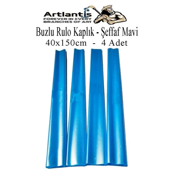 Artlantis Buzlu Rulo Şeffaf Kaplık 4 Adet 40x150 Cm Defter Kitap Kaplığı Okul Öğrenci Rulo Kaplık Mavi - Görsel 2