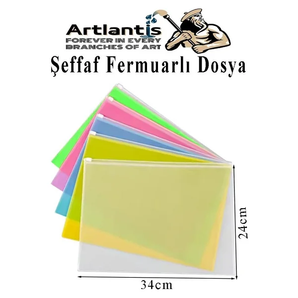 Artlantis A4 Şeffaf Fermuarlı Dosya 5 Renk 1 Paket Pvc Fermuarlı Evrak Dosyası 24x34cm Çıtçıtlı Belge Evrak Dosyası Ofis Büro Okul - Çok Renkli - Standart - A-4 - Görsel 2