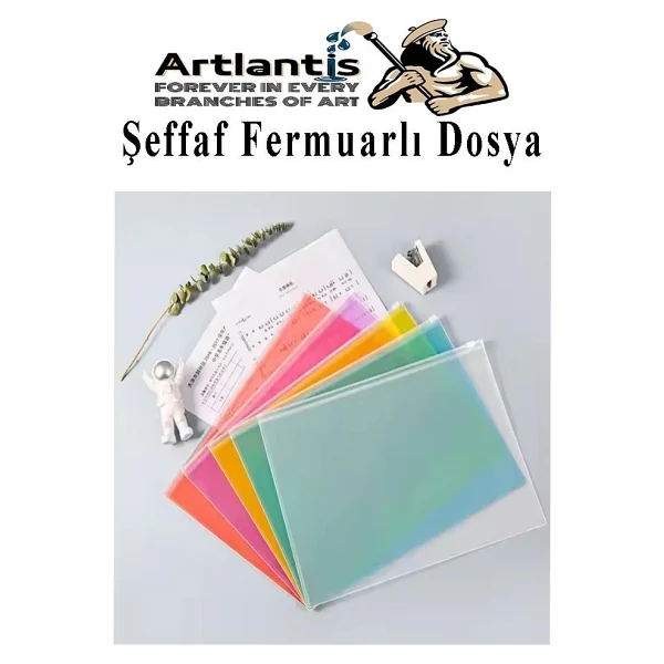 Artlantis A4 Şeffaf Fermuarlı Dosya 5 Renk 1 Paket Pvc Fermuarlı Evrak Dosyası 24x34cm Çıtçıtlı Belge Evrak Dosyası Ofis Büro Okul - Çok Renkli - Standart - A-4 - Görsel 3