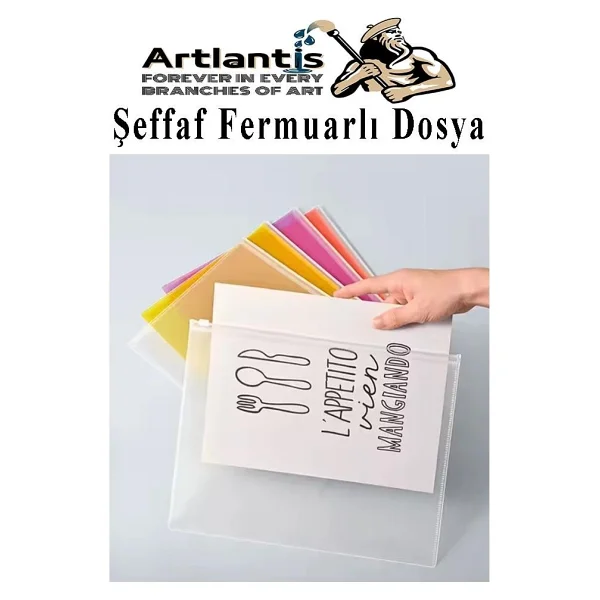 Artlantis A4 Şeffaf Fermuarlı Dosya 5 Renk 1 Paket Pvc Fermuarlı Evrak Dosyası 24x34cm Çıtçıtlı Belge Evrak Dosyası Ofis Büro Okul - Çok Renkli - Standart - A-4 - Görsel 4