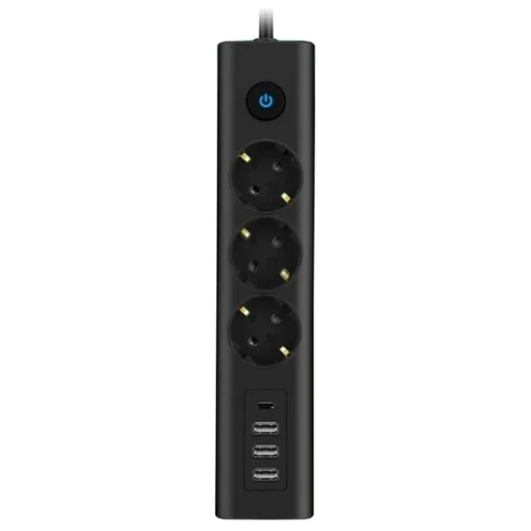 Fulltech Nesil Priz Type-C Port Girişli Akım Korumalı 3lü Priz, 3 USB, 1 Type-C Giriş, Isıya Dayanıklı 1,5m Uzatma - Görsel 3