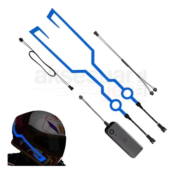 Motosiklet Kask Ledi Mavi Renk - 3 Farklı Mod - Motosiklet Renkli İkaz Ledi - Görsel 2