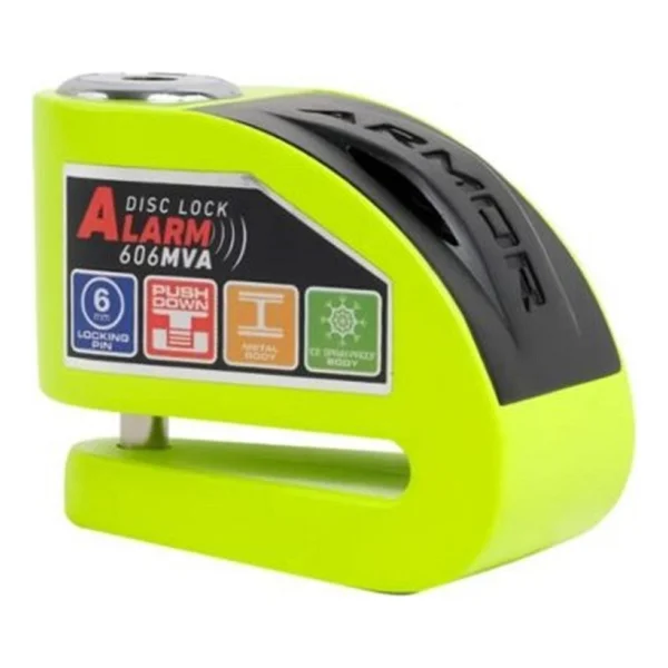 Armor Alarmlı Motorsiklet Disk Kilidi Çelik Gövde 606 Mva 6mm-Yeşil - Görsel 3
