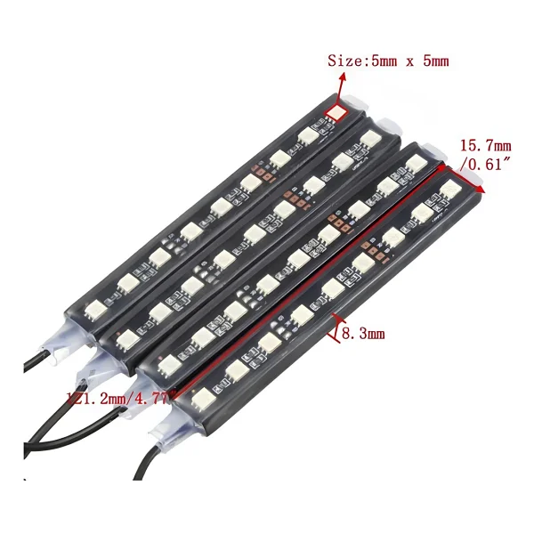 12v Ayak Altı LED 4lü Kumandalı 12 LED Araba - Görsel 3