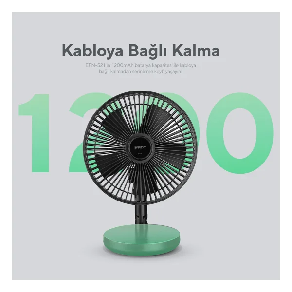 Everest EFN-521 Masaüstü Şarj Edilebilir USB Fan - Görsel 9