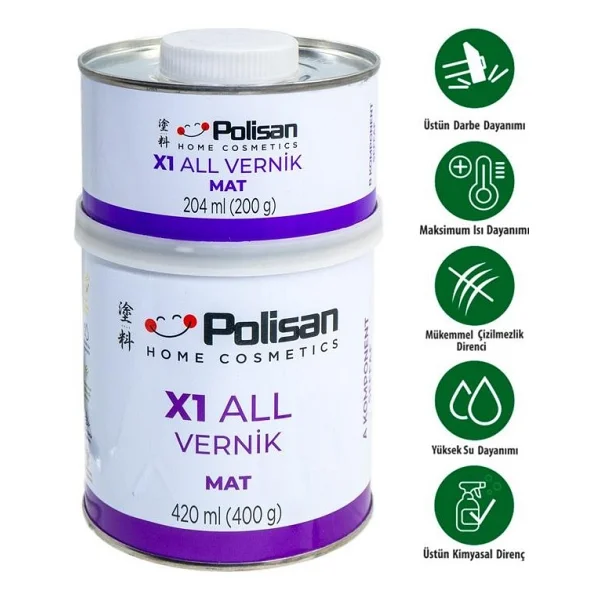 Polisan X1 All Vernik Mat Şeffaf Çift Bileşenli 0.6 Kg - Görsel 4