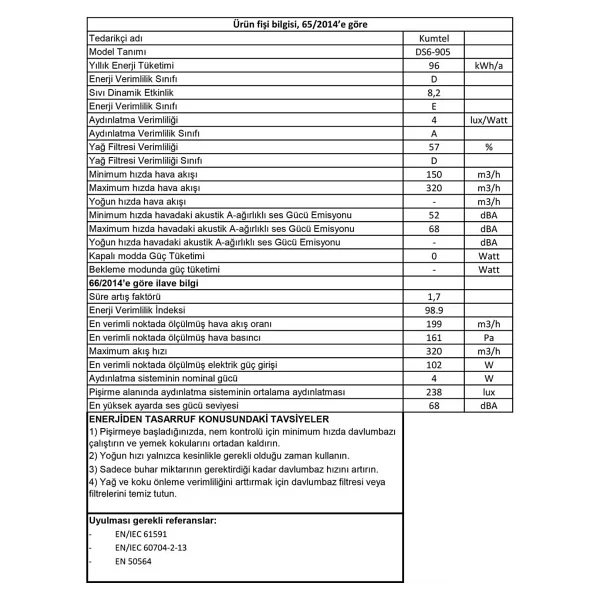 Kumtel Ds6-905 S Siyah Sürgülü Aspiratör - Görsel 3