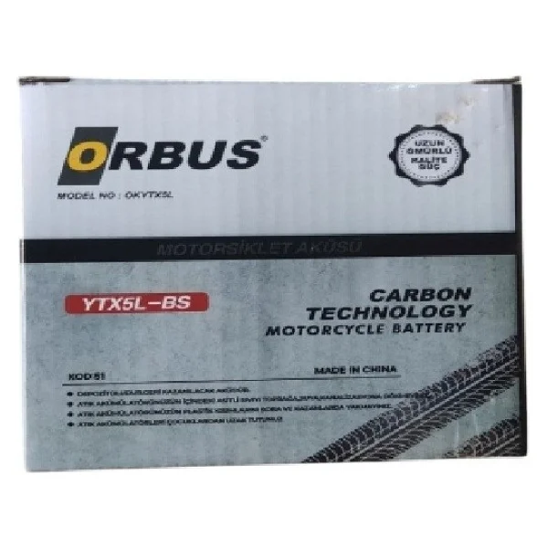 Orbus 12v 5ah Alçak Motosiklet Aküsü Ebatlar: 113x68x105 - Görsel 3