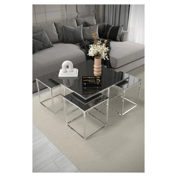 Home Plus Mobilya 4+1 Gold Kaplama Bronz Ayna Orta Sehpa - Görsel 7