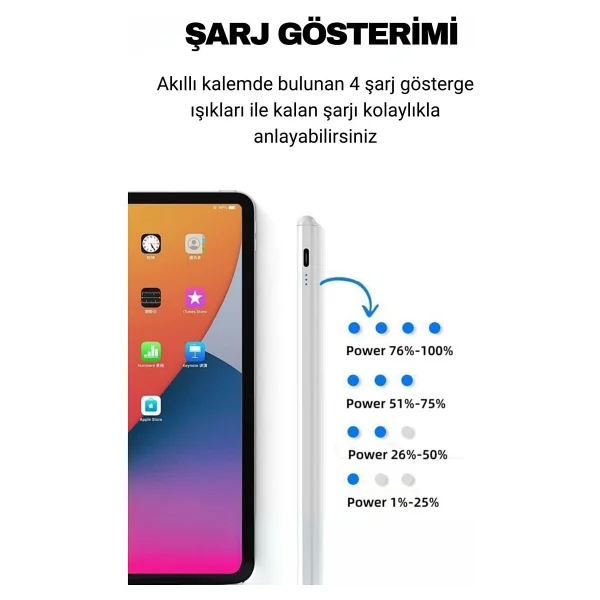 Ally K-2260 Universal Kapasitif Stylus iPad Tablet Dokunmatik Kalem Beyaz - Görsel 5
