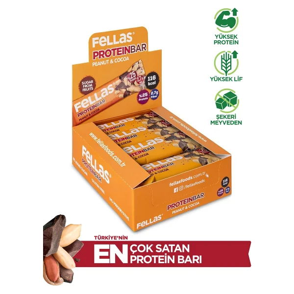 Fellas Protein Bar - Yer Fıstıklı Ve Kakaolu (32 G) X 12 Adet - Görsel 8