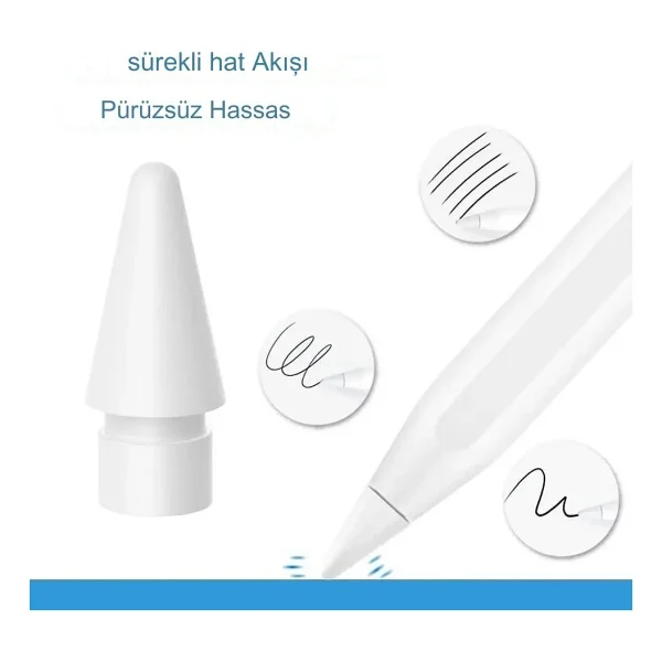 Apple Pencil 1.Nesil/2.Nesil/USB-C Ve Pencil Pro Uyumlu Kalem Ucu Tablet Kalemi Yedek Uç (1 Tane) - Beyaz - Görsel 3