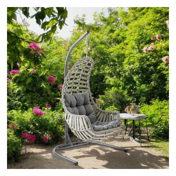 Capri Swing Datça Bahçe Salıncağı Tek Kişilik Rattan Salıncak - Görsel 2