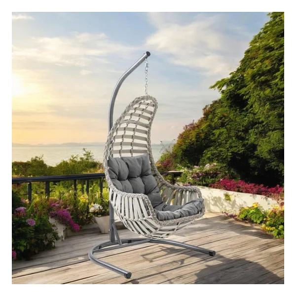 Capri Swing Datça Bahçe Salıncağı Tek Kişilik Rattan Salıncak - Görsel 3