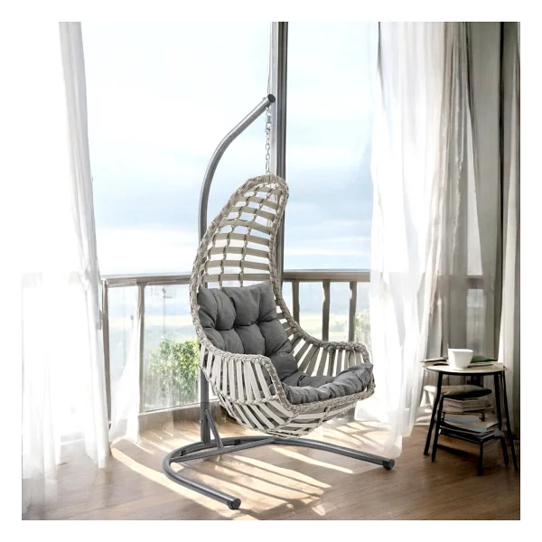 Capri Swing Datça Bahçe Salıncağı Tek Kişilik Rattan Salıncak - Görsel 4