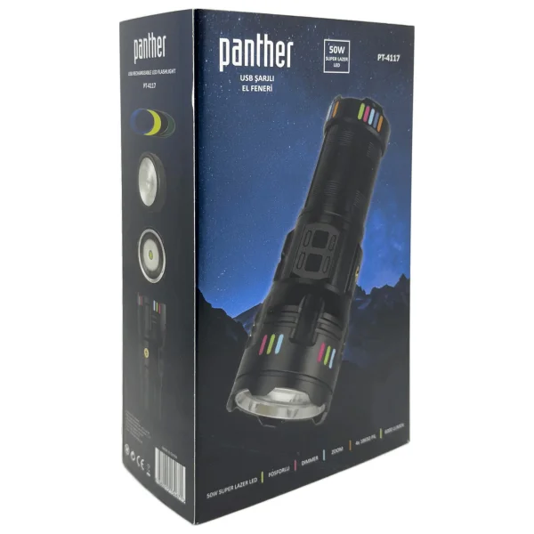 Panther Pt-4117 6000 Lümen LED Şarjlı El Feneri - Görsel 4