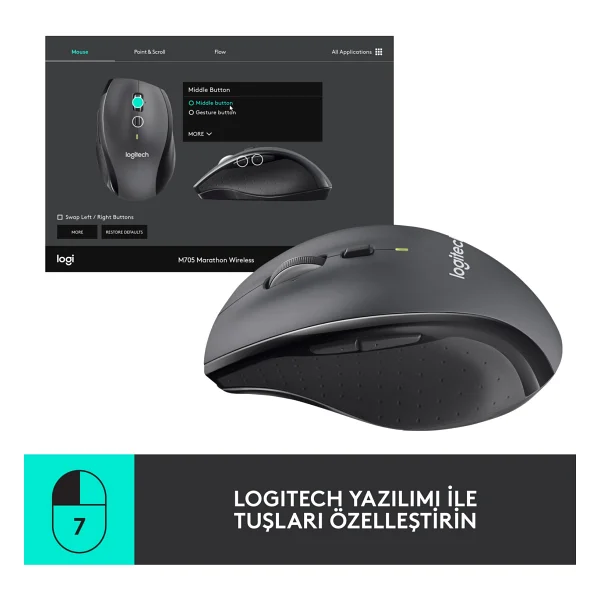 Logitech M705 Marathon 910-001949 Optik Kablosuz Mouse - Görsel 4
