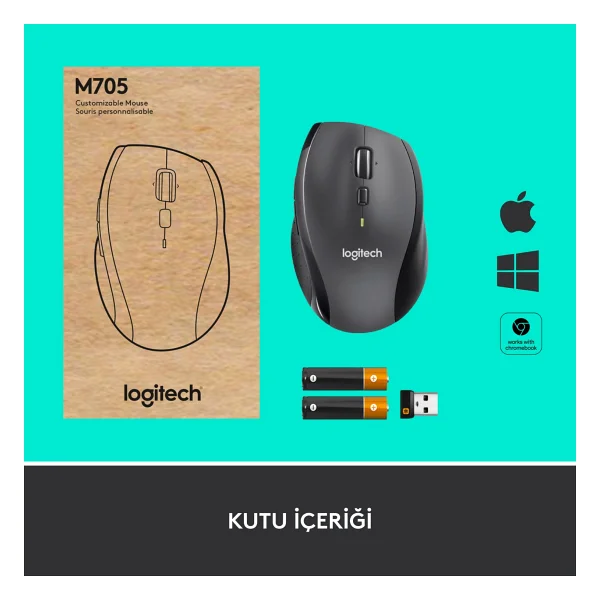 Logitech M705 Marathon 910-001949 Optik Kablosuz Mouse - Görsel 6