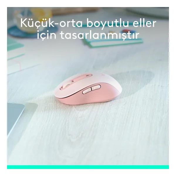 Logitech M650 Signature 910-006254 Pembe Sessiz Küçük Boy Sağ El Kablosuz Mouse - Görsel 3