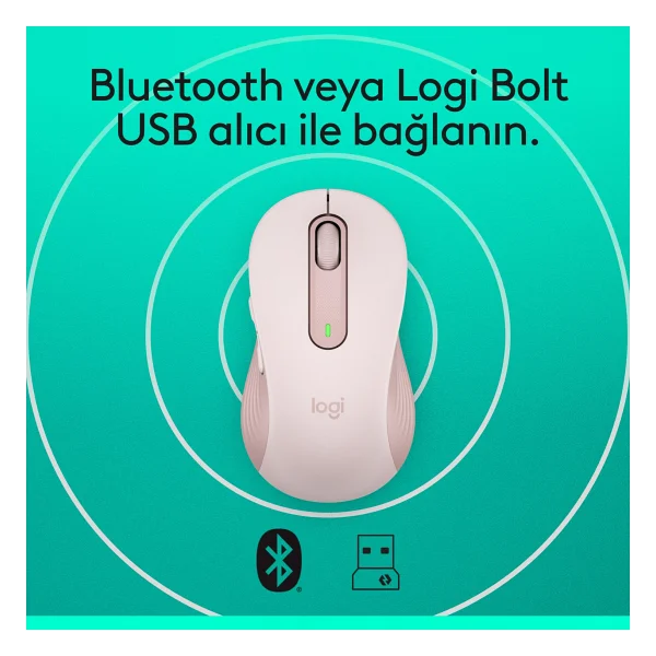 Logitech M650 Signature 910-006254 Pembe Sessiz Küçük Boy Sağ El Kablosuz Mouse - Görsel 6