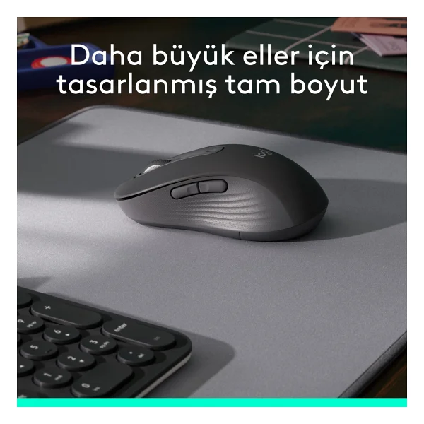 Logitech M650 Signature 910-006236 Siyah Sessiz Büyük Boy Sağ El Optik Kablosuz Mouse - Görsel 3