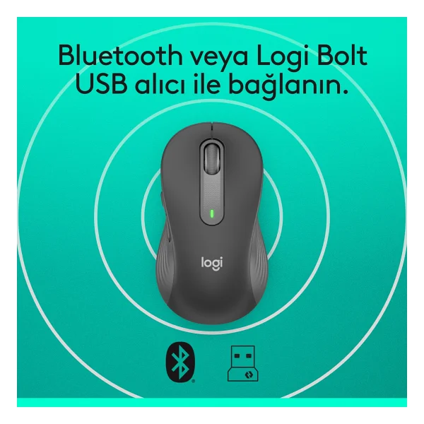 Logitech M650 Signature 910-006236 Siyah Sessiz Büyük Boy Sağ El Optik Kablosuz Mouse - Görsel 6